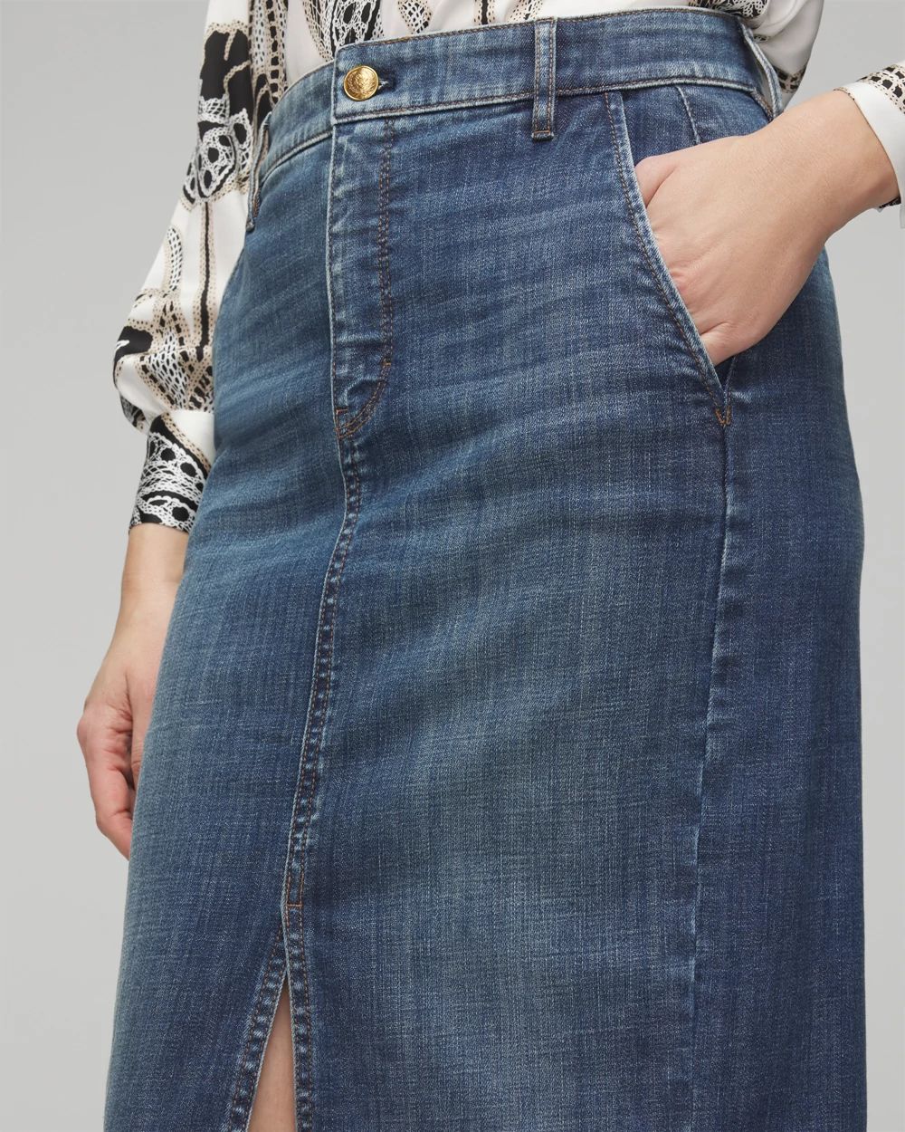 Denim Midi Skirt White House Black Market